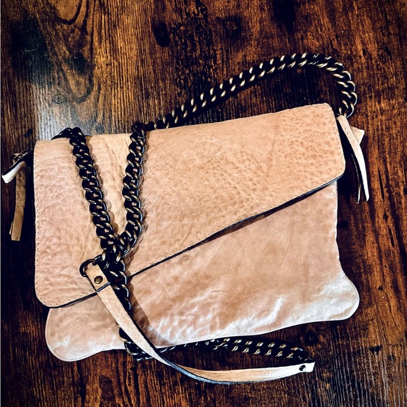 Maxon Collection Dusty Rose Leather Flap Crossbody Bag Made in Italy - Picture 1 of 10